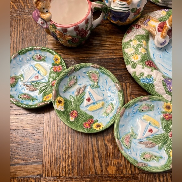 Vintage 1996 Hand-painted Children’s Teddy Bear Tea set 12-Pieces - Picture 9 of 15